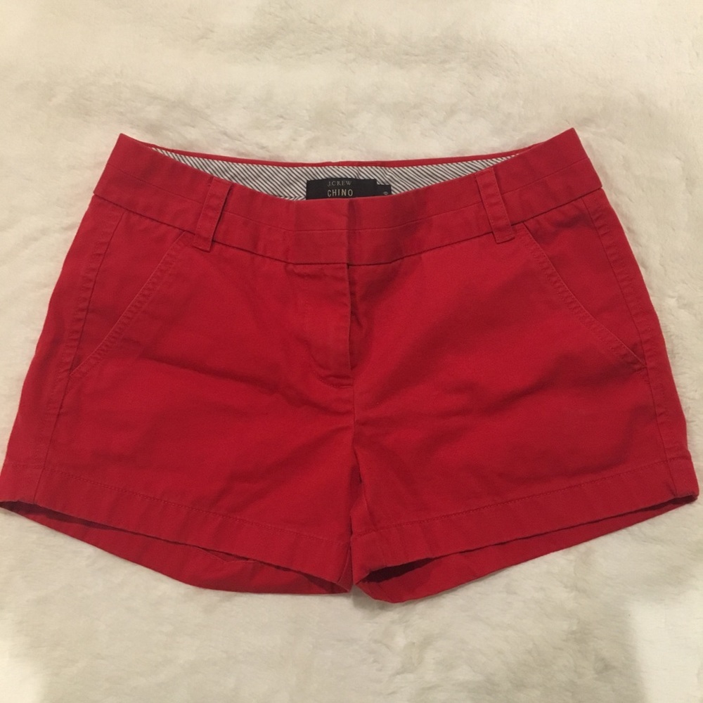 Red J.Crew Chino Shorts